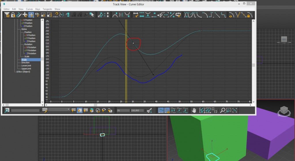 En rojo la "nueva" curva de la animación. En azul la curva en "memoria" que me permite restituir y comparar las aods animaciones. 