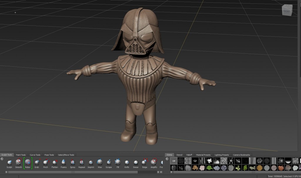 Luego de unos cuantos polígonos más tneemos el resultado que nos permitirá estraer mapas. Los mapas de esta geometría no podrían extrapolarse a la de doce mil si no fuera porque se ha mapeado con anterioridad en MAX. y como hemos hecho el proceso de multi mosaico esperamos que se transfiera el detalle de una forma fiel y precisa.