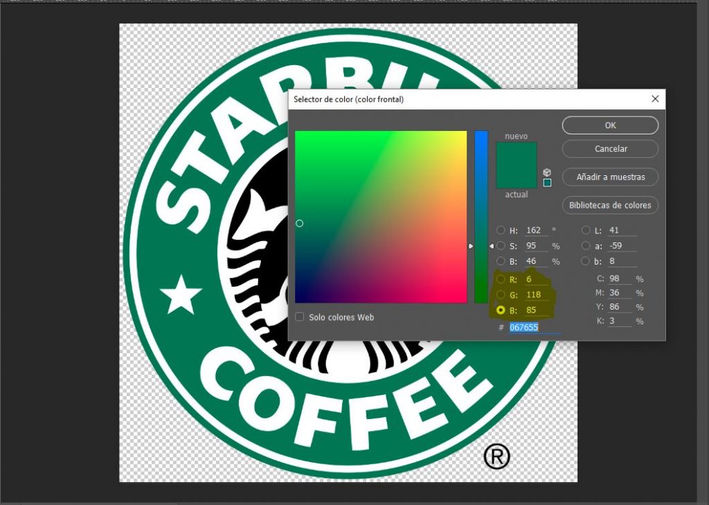 Muestra de colores de photoshop