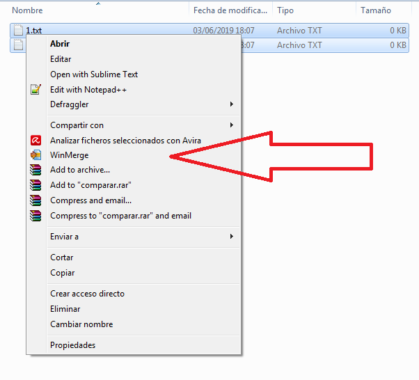 espai comparar archivos winmerge