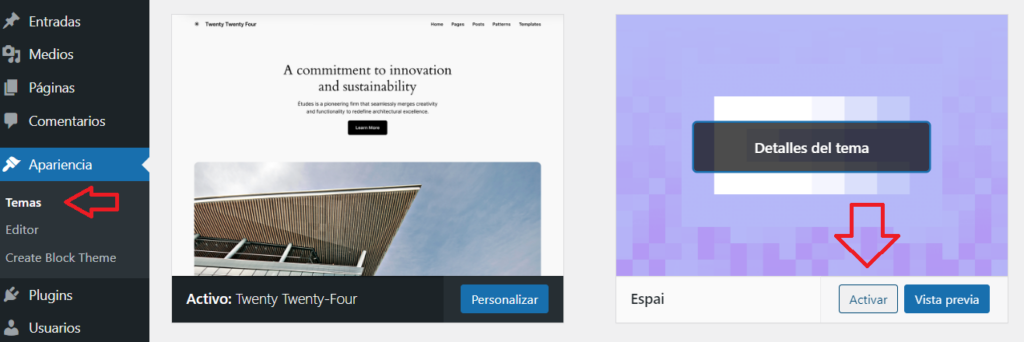 Activamos nuestro nuevo tema de bloques