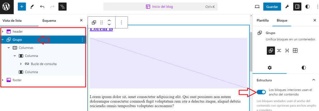 Reorganizamos los bloques
