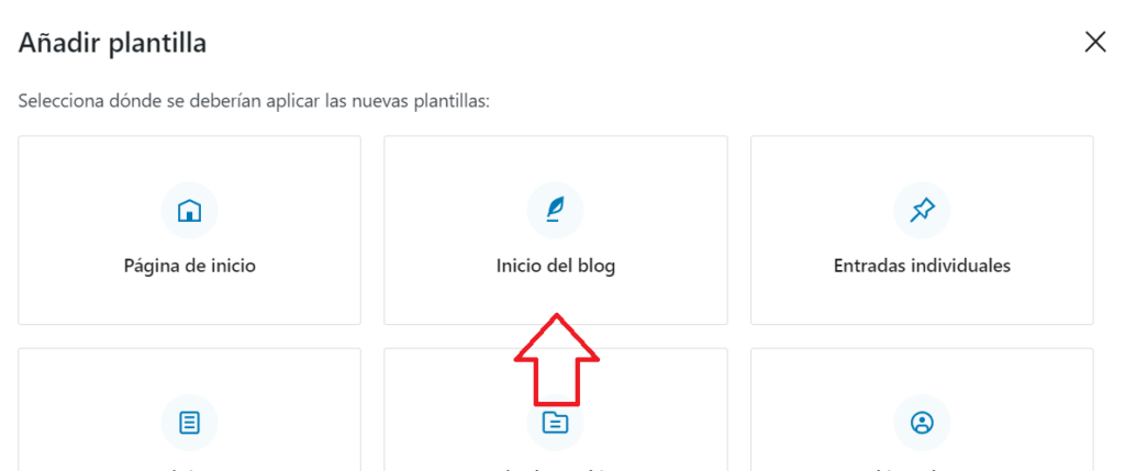 Crear una plantilla de inicio del blog